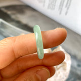 17mm A-Grade Natural Bluish Green Jadeite Abacus Ring Band No.220681