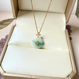 A-Grade Moss On Snow Jadeite M.Petals Lilac Flower Donut Pendant No.172619
