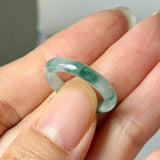 16mm A-Grade Natural Floral Jadeite Slim Cut Ring Band No. 162614