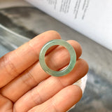 17mm A-Grade Natural Bluish Green Jadeite Abacus Ring Band No.220681