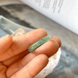 17mm A-Grade Natural Bluish Green Jadeite Abacus Ring Band No.220681