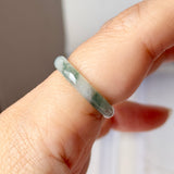 16mm A-Grade Natural Floral Jadeite Slim Cut Ring Band No. 162614