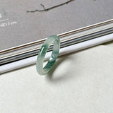 16.6mm A-Grade Natural Floral Jadeite Slim Cut Ring Band No. 162615