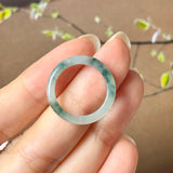 16.6mm A-Grade Natural Floral Jadeite Slim Cut Ring Band No. 162615