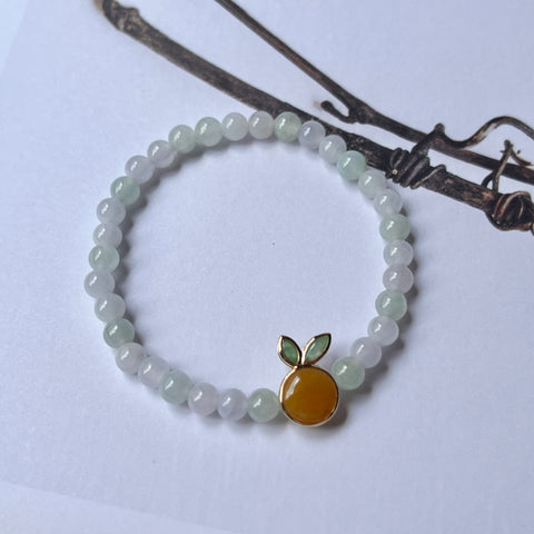 Custom A-Grade Natural Jadeite Mandarin Orange Bracelet No.172193