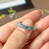 16.6mm A-Grade Natural Floral Jadeite Slim Cut Ring Band No. 162615