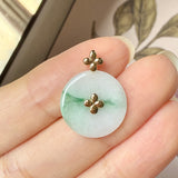 A-Grade Moss On Snow Jadeite V.Petals Lilac Flower Donut Pendant No.172620