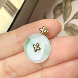 A-Grade Moss On Snow Jadeite V.Petals Lilac Flower Donut Pendant No.172620