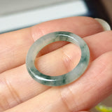 16.6mm A-Grade Natural Floral Jadeite Slim Cut Ring Band No. 162615