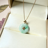 A-Grade Moss On Snow Jadeite V.Petals Lilac Flower Donut Pendant No.172621