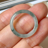 16mm A-Grade Natural Floral Jadeite Slim Cut Ring Band No. 162616