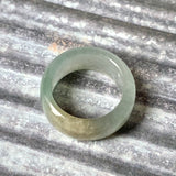 17mm A-Grade Natural Light Bluish Green Jadeite Abacus Ring Band No.220683