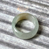 17mm A-Grade Natural Light Bluish Green Jadeite Abacus Ring Band No.220683