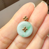 A-Grade Moss On Snow Jadeite V.Petals Lilac Flower Donut Pendant No.172621