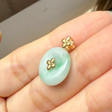 A-Grade Moss On Snow Jadeite V.Petals Lilac Flower Donut Pendant No.172621