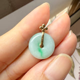 A-Grade Moss On Snow Jadeite V.Petals Lilac Flower Donut Pendant No.172621