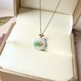 A-Grade Moss On Snow Jadeite D.Petals Lilac Flower Donut Pendant No.172622