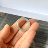 17mm A-Grade Natural Light Bluish Green Jadeite Abacus Ring Band No.220683