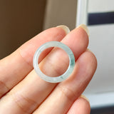 15.5mm A-Grade Natural Floral Jadeite Slim Cut Ring Band No. 162617