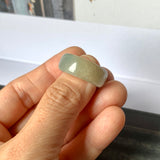 17mm A-Grade Natural Light Bluish Green Jadeite Abacus Ring Band No.220683