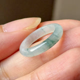 15.5mm A-Grade Natural Floral Jadeite Slim Cut Ring Band No. 162617