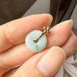 A-Grade Moss On Snow Jadeite D.Petals Lilac Flower Donut Pendant No.172622