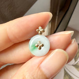 A-Grade Moss On Snow Jadeite D.Petals Lilac Flower Donut Pendant No.172622