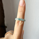 15.5mm A-Grade Natural Floral Jadeite Slim Cut Ring Band No. 162617