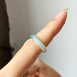 15.5mm A-Grade Natural Floral Jadeite Slim Cut Ring Band No. 162617