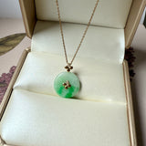 A-Grade Moss On Snow Jadeite D.Petals Lilac Flower Donut Pendant No.172623