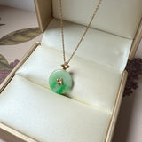 A-Grade Moss On Snow Jadeite D.Petals Lilac Flower Donut Pendant No.172623