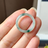 16.5mm A-Grade Natural Floral Jadeite Slim Cut Ring Band No. 162618