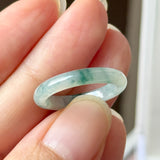 16.5mm A-Grade Natural Floral Jadeite Slim Cut Ring Band No. 162618