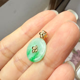 A-Grade Moss On Snow Jadeite D.Petals Lilac Flower Donut Pendant No.172623