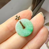A-Grade Moss On Snow Jadeite D.Petals Lilac Flower Donut Pendant No.172623