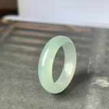 SOLD OUT: 17mm A-Grade Natural Light Bluish Green Jadeite Abacus Ring Band No.220682