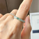 16.5mm A-Grade Natural Floral Jadeite Slim Cut Ring Band No. 162618