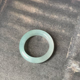 SOLD OUT: 17mm A-Grade Natural Light Bluish Green Jadeite Abacus Ring Band No.220682