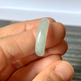 17mm A-Grade Natural Light Bluish Green Jadeite Abacus Ring Band No.220682
