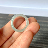 SOLD OUT: 17mm A-Grade Natural Light Bluish Green Jadeite Abacus Ring Band No.220682