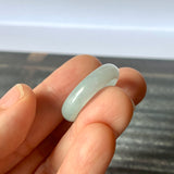 SOLD OUT: 17mm A-Grade Natural Light Bluish Green Jadeite Abacus Ring Band No.220682