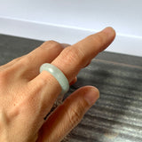 SOLD OUT: 17mm A-Grade Natural Light Bluish Green Jadeite Abacus Ring Band No.220682