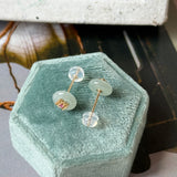 Icy A-Grade Natural Ice Blue Jadeite Donut Peranakan Tile Stud Earrings No. 180935