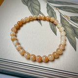 6.3mm A-Grade Natural Floral Osmanthus Jadeite Bead Bracelet No.190466