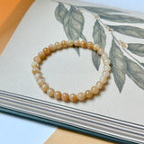 6.3mm A-Grade Natural Floral Osmanthus Jadeite Bead Bracelet No.190466