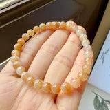 6.3mm A-Grade Natural Floral Osmanthus Jadeite Bead Bracelet No.190466