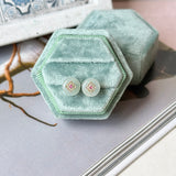 Icy A-Grade Natural Ice Blue Jadeite Donut Peranakan Tile Stud Earrings No. 180936