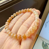 6.3mm A-Grade Natural Floral Osmanthus Jadeite Bead Bracelet No.190466