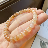 6.3mm A-Grade Natural Floral Osmanthus Jadeite Bead Bracelet No.190466