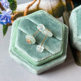 Icy A-Grade Natural Ice Blue Jadeite Donut Peranakan Tile Stud Earrings No. 180936